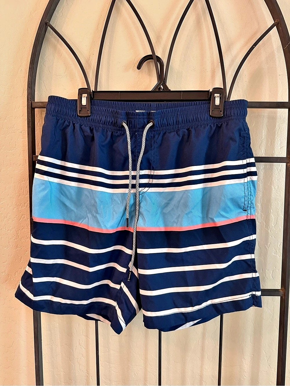 5 Pc Men’s Swim Trunks Shorts Lot Modern Amusement USA Flag Striped Solid